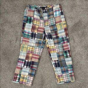 Ralph Lauren Multicolor Madras Patchwork Pants size 10, runs small